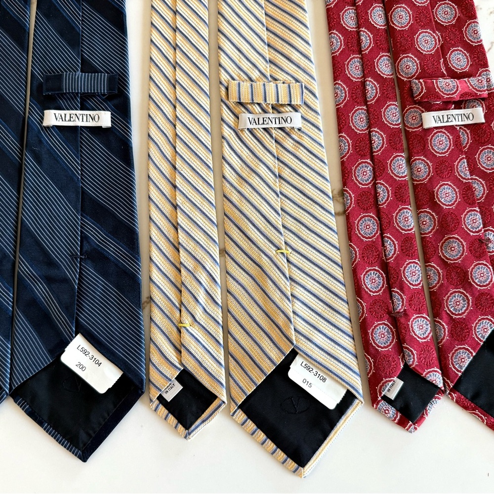Lot of 3 Valentino NOS Men’s Silk Ties - Mixed Patterns